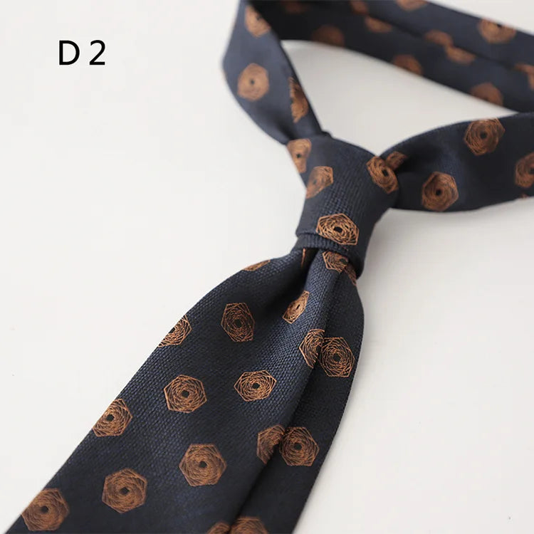 Cravate en polyester jacquard 8 cm, style décontracté, rouge et marron, pour homme, accessoire de costume, de fête, de mariage ou de banquet