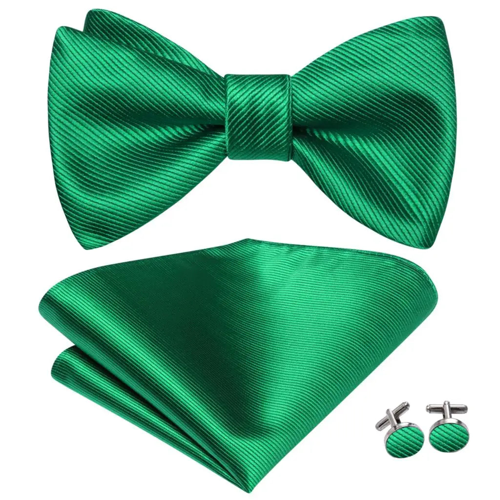 Hi-Tie Ensemble nœud papillon en soie pour homme, mouchoir et boutons de manchette, bleu, rouge, or, noir, blanc, jacquard, nœud papillon, mariage, affaires