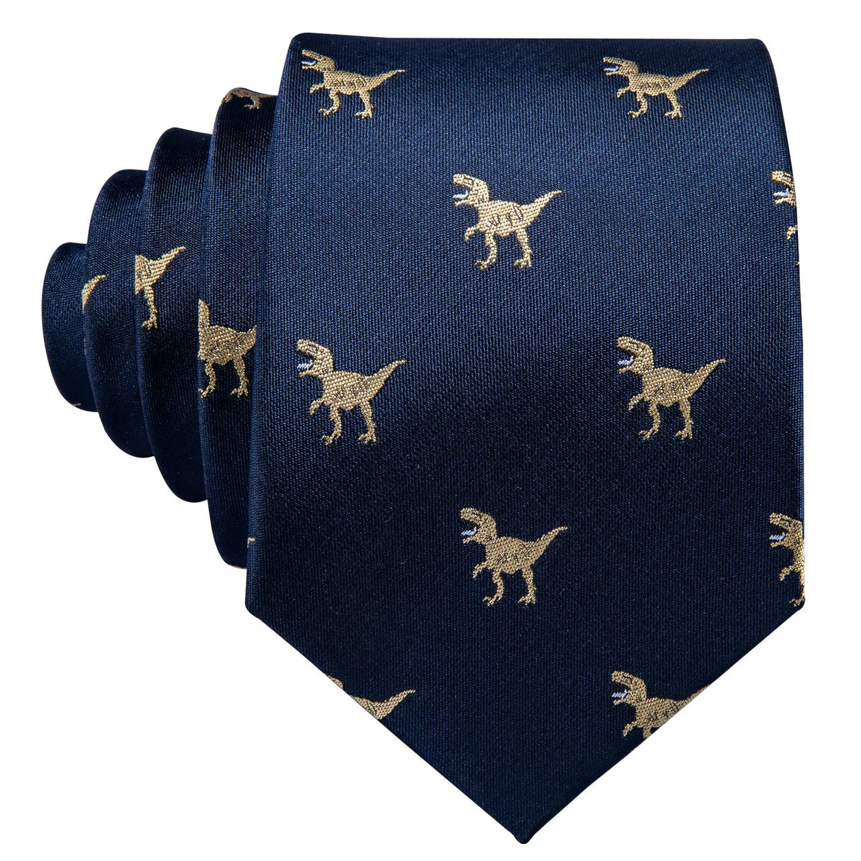 Ensemble de cravates pour homme, motif dinosaure, bleu marine et doré, 8,5 cm, en soie, idéal pour un mariage, FA-5191