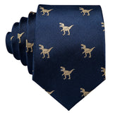 Ensemble de cravates pour homme, motif dinosaure, bleu marine et doré, 8,5 cm, en soie, idéal pour un mariage, FA-5191