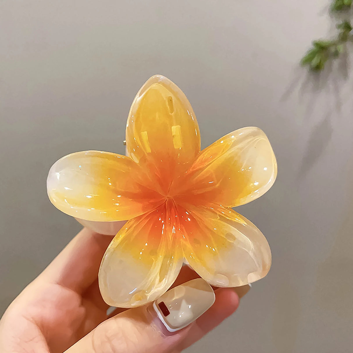 Gradient Frangipani Hair Clip 1PC Plumeria Hairpin Ins Style Ponytail Holder Barrette Sweet Shark Claws Party Hair Accessories