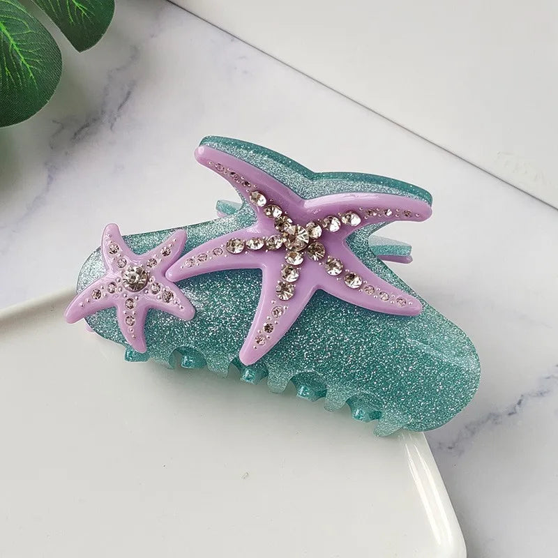 Pince à cheveux YHJ en forme d'étoile de mer pour femme, pince à cheveux en acétate et strass, bijoux de vacances, pince à cheveux tendance, accessoires pour cheveux