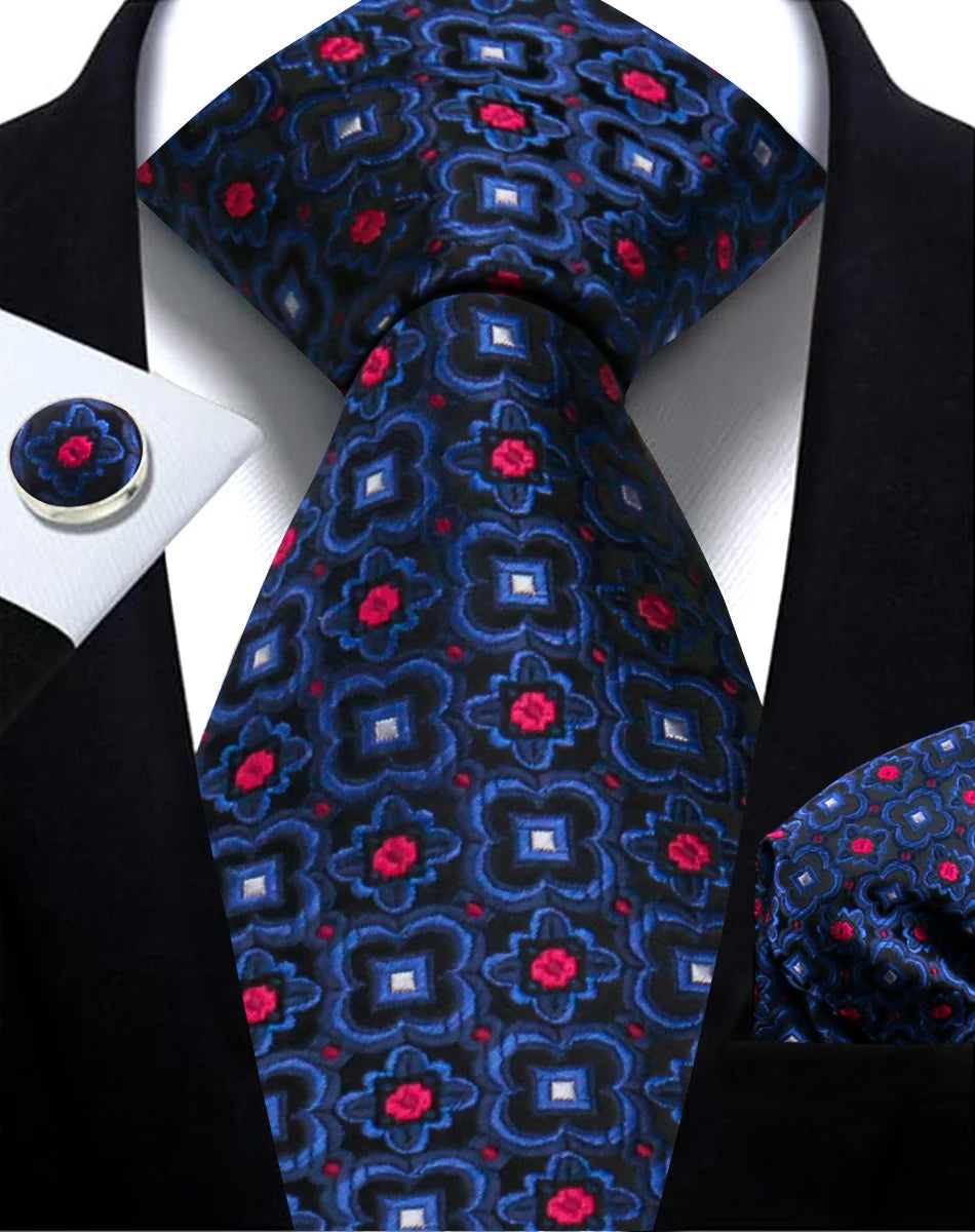 Cravate homme Paisley Jacquard tissé 8 cm formelle affaires mariage cravate poche carré ensemble costume cravate haute qualité fait main Gravata