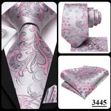 Hi-Tie Cravate de mariage en soie pour homme, motif cachemire, couleur unie, rose, corail, design tendance, qualité, mouchoir, bouton de manchette, fête d'affaires