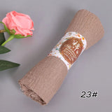 Offre spéciale foulards hijab en coton froissé pour femmes couleur unie doux extensible turban luxe haute qualité longues écharpes 180*90 cm