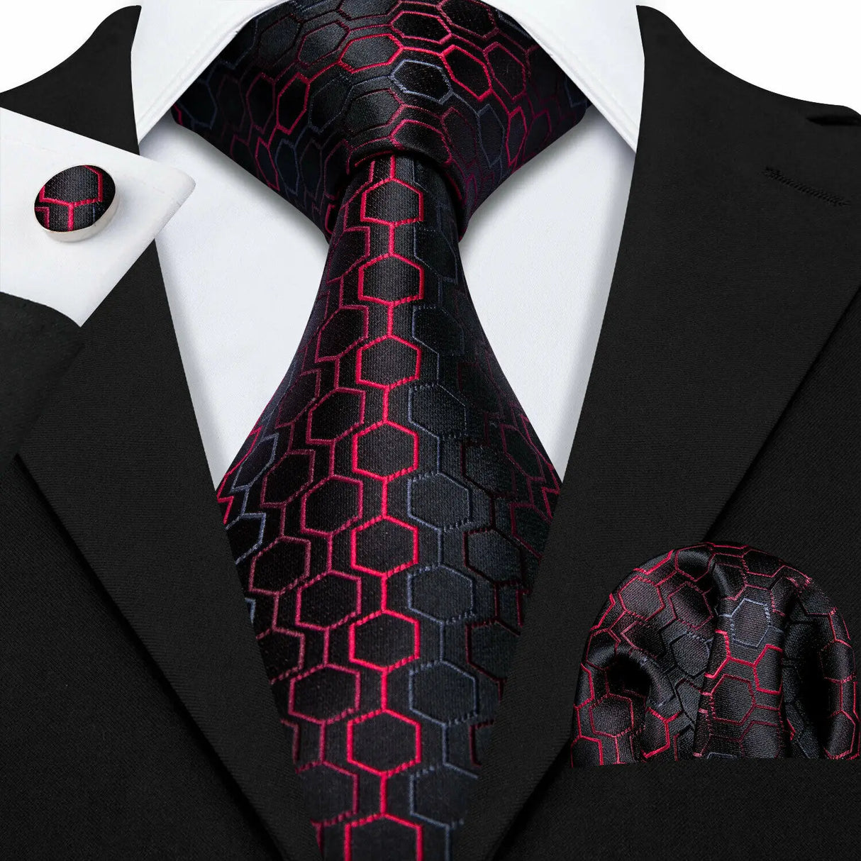 Barry.Wang Ensemble cravate et mouchoir en soie à carreaux pour homme, motif jacquard, idéal pour un mariage, un marié ou une équipe