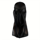 Men's Silk Durag Bonnet Bandana Silky Du Rag Doo Rag Long Tail Waves Cap