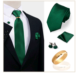 Ensemble de cravates en soie de luxe pour hommes, cravate, mouchoir, boutons de manchette avec anneau en métal doré, broche, costume, fête de mariage, accessoires pour hommes