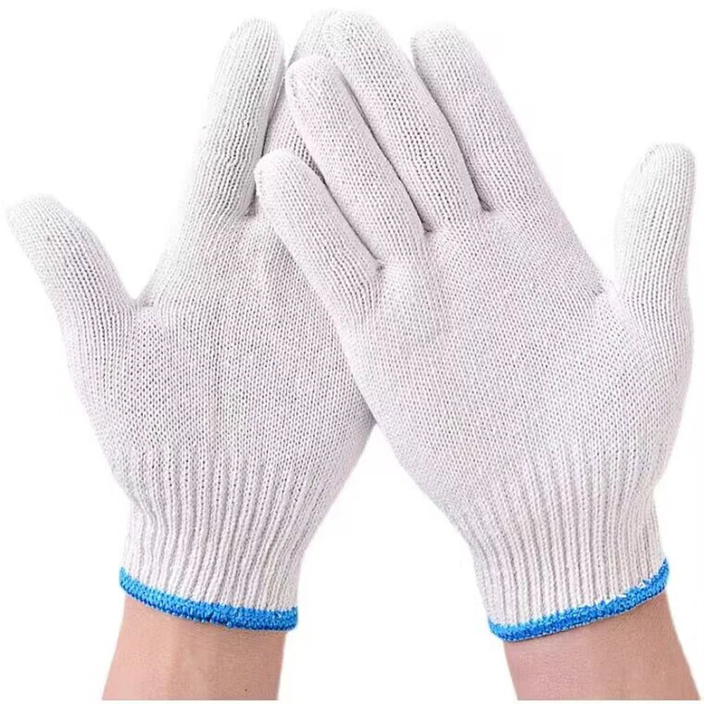 Lot de 12 paires de gants de travail résistants à l'usure pour femmes et hommes, en fil de coton, antidérapants, en tricot, pour la protection du travail et le jardinage