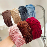 PROLY New Fashion Hairband For Women Solid Color Wide Side Headband Warm Canary Velvet Turban Winter Hair Accessories Wholesale