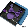 Coffret cadeau pour homme et femme, pochette, cravate, boutons de manchette, broche, couleur unie, pour mariage, affaires, vente en gros