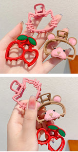 2023 Kawaii Hair Clip Bear Cherry Cat Alloy Girls Hair Claws Clips for Women Hair Accessories Korean Trendy Hairpins Head Wear