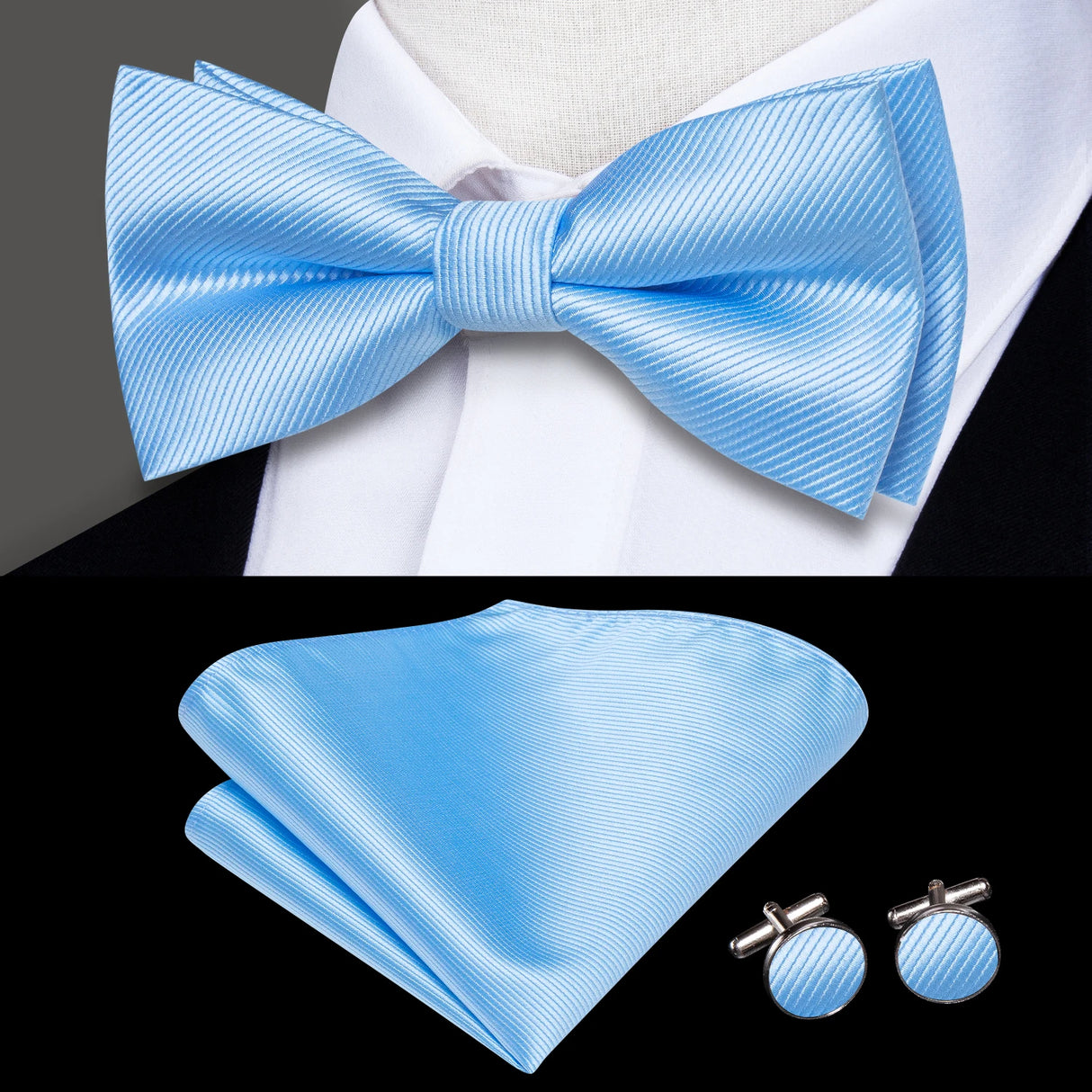Hi-Tie Marque Soie Pré-noué Homme Nœud Papillon Mouchoir Boutons de Manchette Ensemble Nœud Papillon pour Homme Jacquard Solide Cachemire Floral Mariage Cadeau d'Affaires