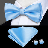 Hi-Tie Marque Soie Pré-noué Homme Nœud Papillon Mouchoir Boutons de Manchette Ensemble Nœud Papillon pour Homme Jacquard Solide Cachemire Floral Mariage Cadeau d'Affaires