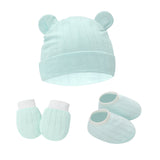 Conjunto de 2 o 3 gorros para bebé de primavera y otoño con forma de oreja, guantes y calcetines, gorros para recién nacidos, accesorios de fotografía informales, gorro de dormir a la moda.
