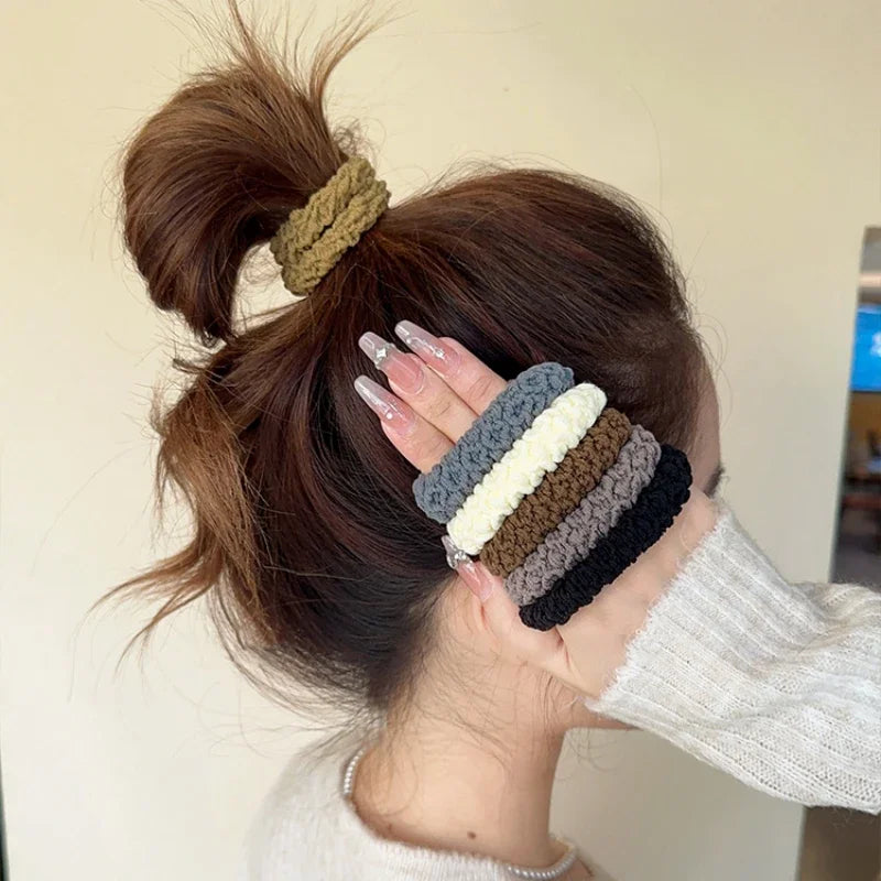 50/10Pcs New Korean Woman Big Elegant Elastics Hair Band Solid Color Scrunchies Hair Ties Ladies Ponytail Hold Hair Accessories