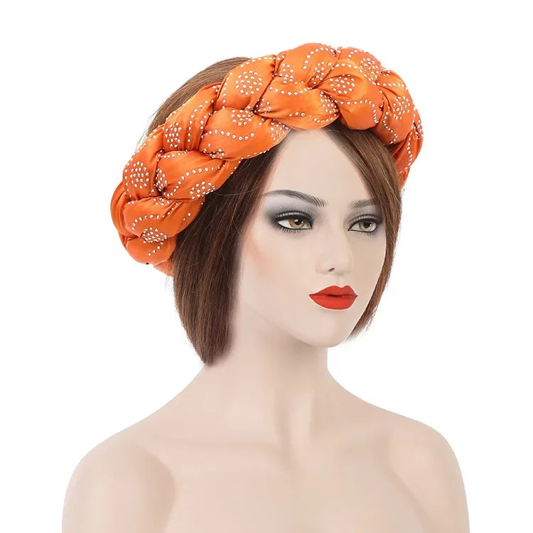 Fashion Candy Color Braids Twist Headbands for Women African Headwear Elastic Hair Bands Ladies Turban Female Bandage Headwrap