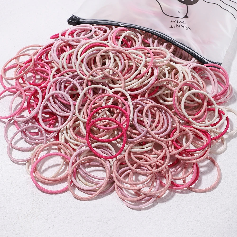 Lot de 50 bandeaux élastiques en caoutchouc pour cheveux, style macaron, très élastiques, durables, pour queue de cheval haute, pour femmes et enfants