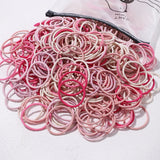 Lot de 50 bandeaux élastiques en caoutchouc pour cheveux, style macaron, très élastiques, durables, pour queue de cheval haute, pour femmes et enfants