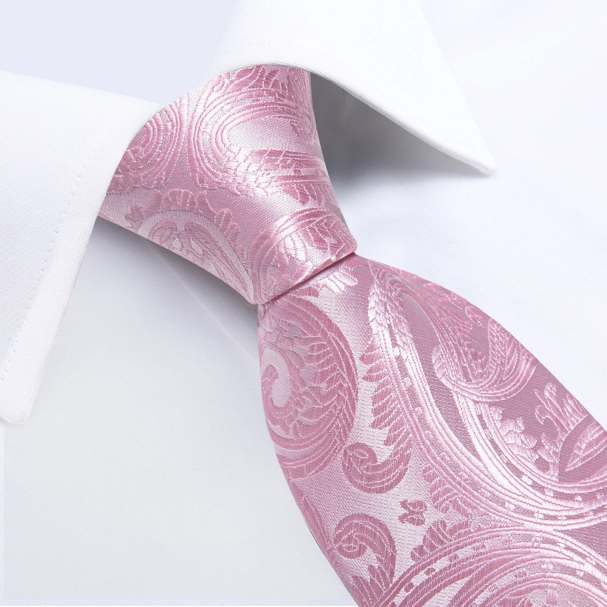 Ensemble cravate homme en soie à rayures roses, motif floral, motif cachemire uni, 8 cm, mouchoir, boutons de manchette, accessoires de mariage, de bal, cravate