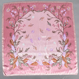 BYSIFA | Châle en soie rose pour femme, élégant, carré, en satin, motif floral, pour l'automne et l'hiver