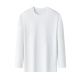 Men's Solid Color round Neck Long Sleeve T-Shirt Cotton Summer Comfortable Breathable Casual Top in Various Colors