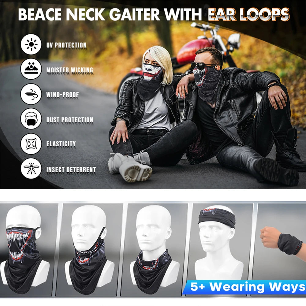 Winter Bandana Venom Scarf Halloween Mask Balaclava Cycling Neck Gaiter Earloop Face Mask Motorcross Biker Cycling Headband Buff
