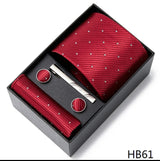 2023 New Style Wedding Gift Tie Pocket Squares Set Necktie Box Men Solid Black Suit Accessories Fit Wedding