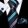 Cravate de luxe pour homme, ensemble de boutons de manchette et mouchoir en soie à rayures rouges, style business, Barry.Wang, accessoire tendance pour mariage, fête, décontracté