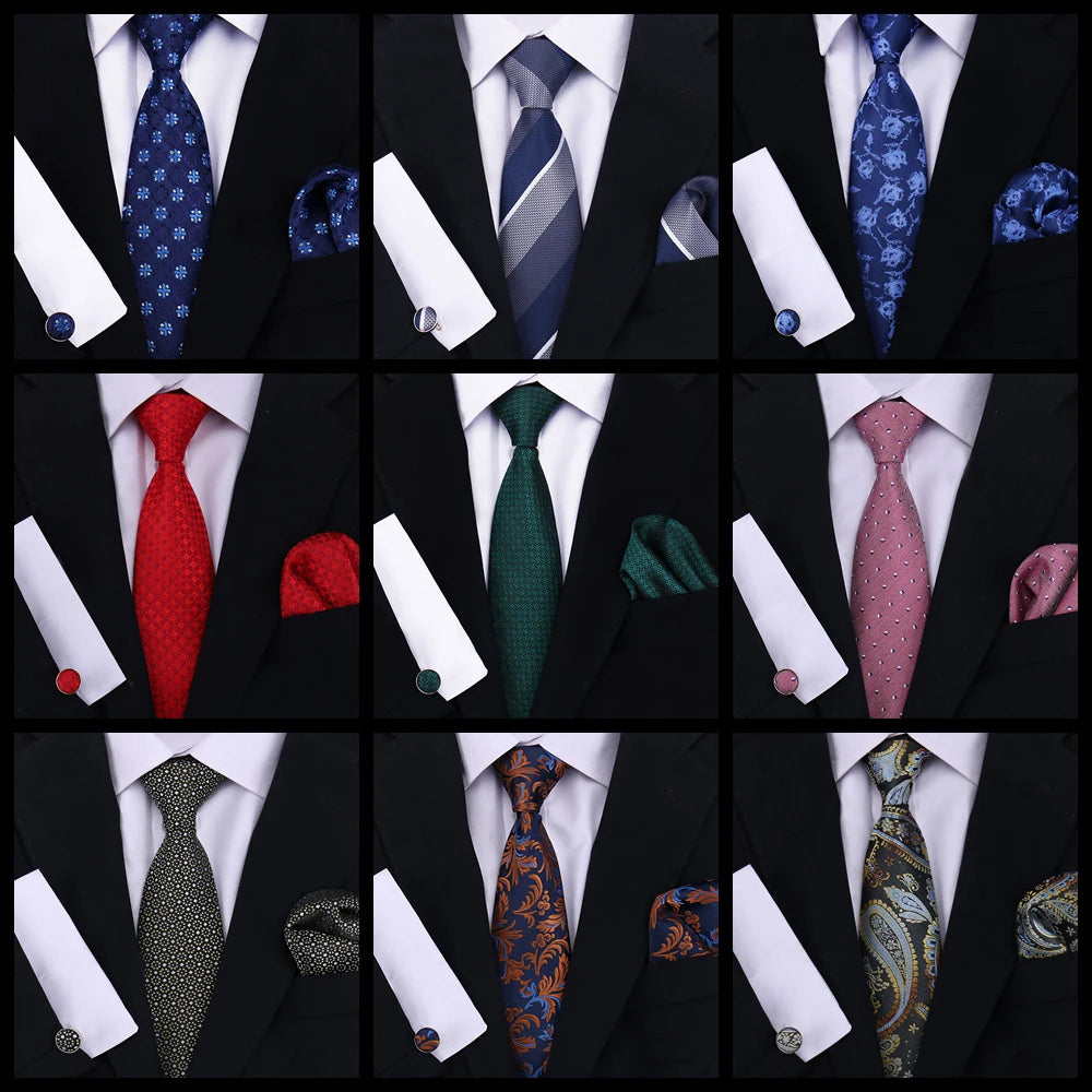 Cravate pour homme classique à carreaux, mouchoirs, cravate rouge, boutons de manchette pour homme, chemisier, affaires, mariage, accessoires, collier pour femme, cadeau pour homme