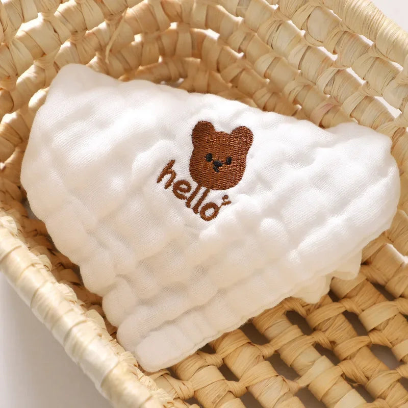 Serviettes de salive pour bébé en coton brodé à 6 couches, lingettes pour les mains et le visage, bavoir pour nouveau-né, mouchoir pour enfant, gant de toilette doux pour tout-petit