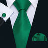 Barry.Wang Formal Mens Tie Handkerchief Cufflinks Set Jacquard Solid Striped Blue Gold Green Necktie for Male Wedding Business