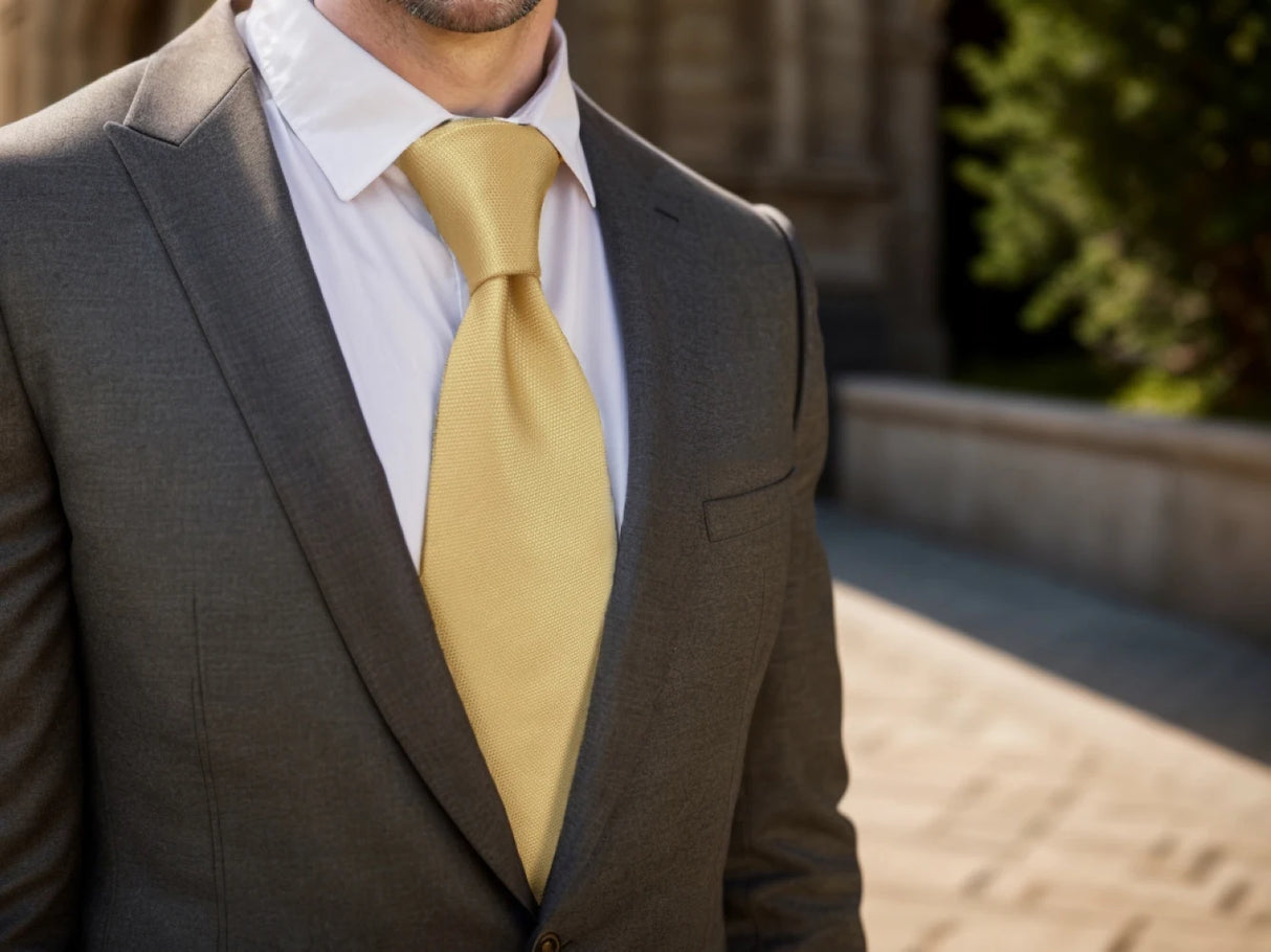 Cravates classiques jaunes et marron pour hommes, tenue de soirée, mariage, école, livraison directe