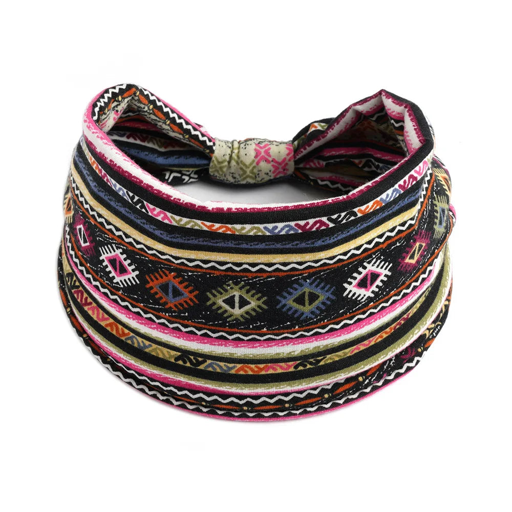Boho Headbands For Women Fashion Stretch Wide Hair Bands Knoted Turban Yoga Sweatband Elastic Head Bands Stylish Wrap Headbands