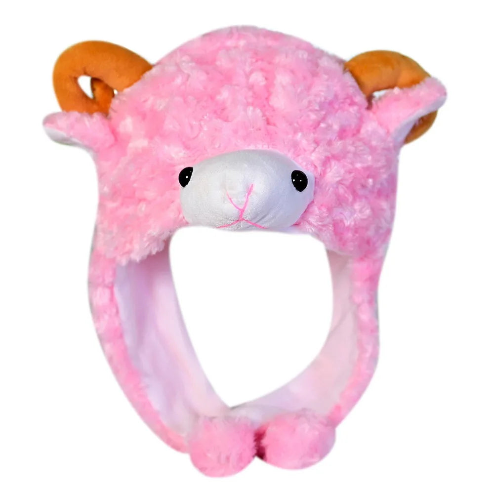 Ear Protection Cartoon Plush Moving Hat Animal Neck Warmer Movable Ears Airbag Cap Animal Earflap Hat Cosplay Party
