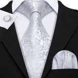 Ensemble élégant de cravates et boutons de manchette en soie à fleurs multiples pour homme, cravate jacquard à fleurs pour mariage, entreprise, fête, événement, Barry.Wang