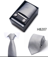 Cravate pour homme, tout nouveau style, cadeau de mariage, ensemble de pochettes, boîte à cravates, accessoires de costume noirs pour hommes