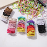Lot de 50 bandeaux élastiques en caoutchouc pour cheveux, style macaron, très élastiques, durables, pour queue de cheval haute, pour femmes et enfants