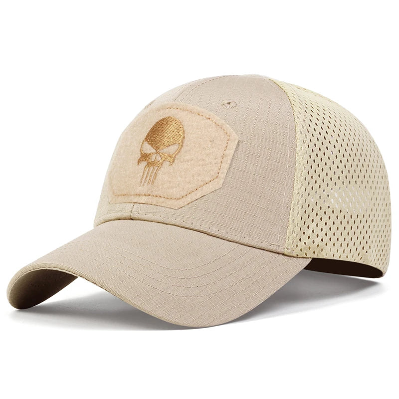 Unisex Skull Embroidered Top with Patch Breathable Baseball Caps Spring and Autumn Outdoor Adjustable Casual Hat Sunscreen Hat