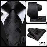 Hi-Tie Solid Orange Blue Mens Fashion Necktie Handkerchief Cufflinks for Tuxedo Accessory Classic Silk Luxury Tie for Man Gift