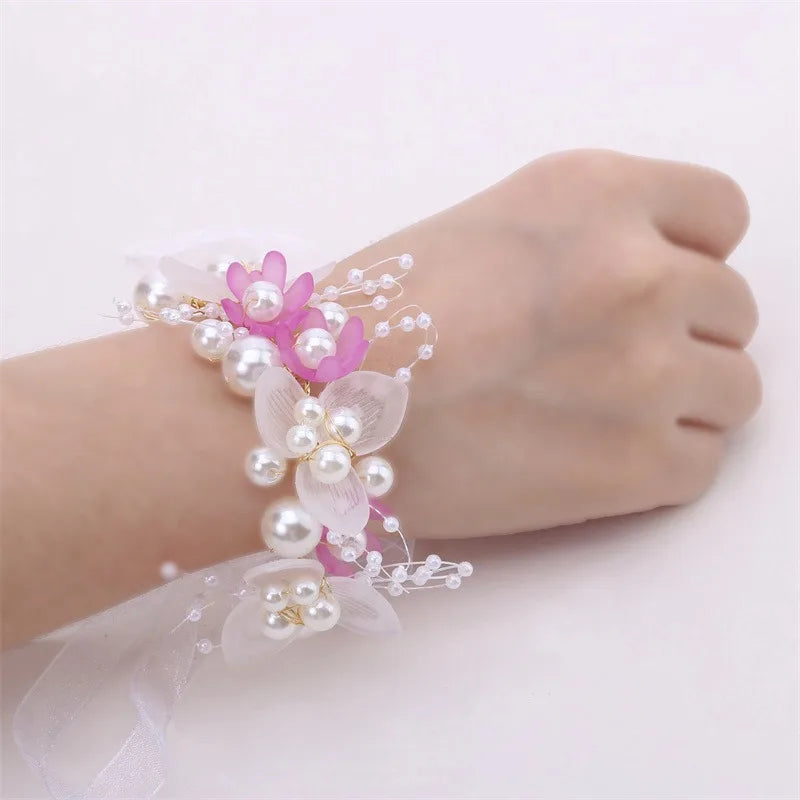 Spring Bohemian Girls Bridal Pearl Hair Headdress Flower Wreath Bride Garland Head Hoop Headbands Hair Jewelry Children Gifts