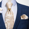 DiBanGu Designer Mens Necktie Striped Floral Paisley Silk Tie Pocket Square Cufflinks Neck Tie Ring Set Suit Wedding Business