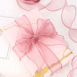 Ruban en organza transparent avec bordure dorée, 10 m, pour emballage cadeau, bouquet de mariée, décoration de Noël