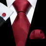Barry.Wang Ensemble cravate et boutons de manchette en soie pour homme, motif jacquard, rouge, bordeaux, rose, pour mariage, affaires, fête