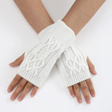 Gants longs sans doigts pour femmes, mitaines d'hiver épaisses, tricotées torsadées, manches chaudes, fines, décontractées, douces, unisexes