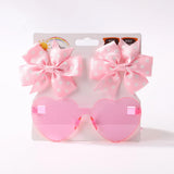 3Pcs/set Cute Solid Kids Dot Hairpin Colorful Heart Sun Glasses Set Girls Boutique Bowknot Hair Clips Children Hair Accessories