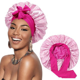 Bonnet de nuit en satin double épaisseur pour femme, bonnet de nuit rond, couvre-chef réversible