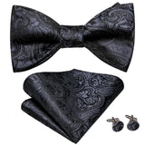 Dropshipping Jacquard Silk Mens Self Bow Tie Hanky Cufflinks Set Male Butterfly Knot Bowtie Wholesale for Male Wedding Business