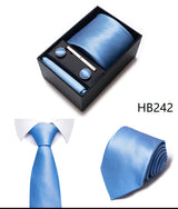 Cravate pour homme, tout nouveau style, cadeau de mariage, ensemble de pochettes, boîte à cravates, accessoires de costume noirs pour hommes