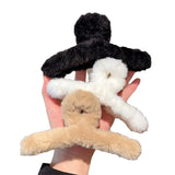 Winter Faux Fur Hair Claw for Women Elegant Acrylic Crab Barrette Hairpin Girl-Hair Accessories Furry Headwear Hair Claw Clip